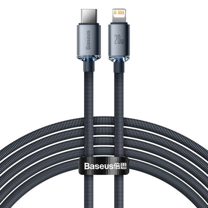 Cable de carga y datos USB-C - Lightning de la serie Crystal Shine de Baseus, 20 W, 2 m, negro CAJYY000301