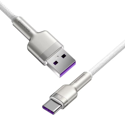 Cable de datos y carga USB-A - USB-C Baseus Cafule Metal Series, 66W, 1m, Blanco CAKF000102