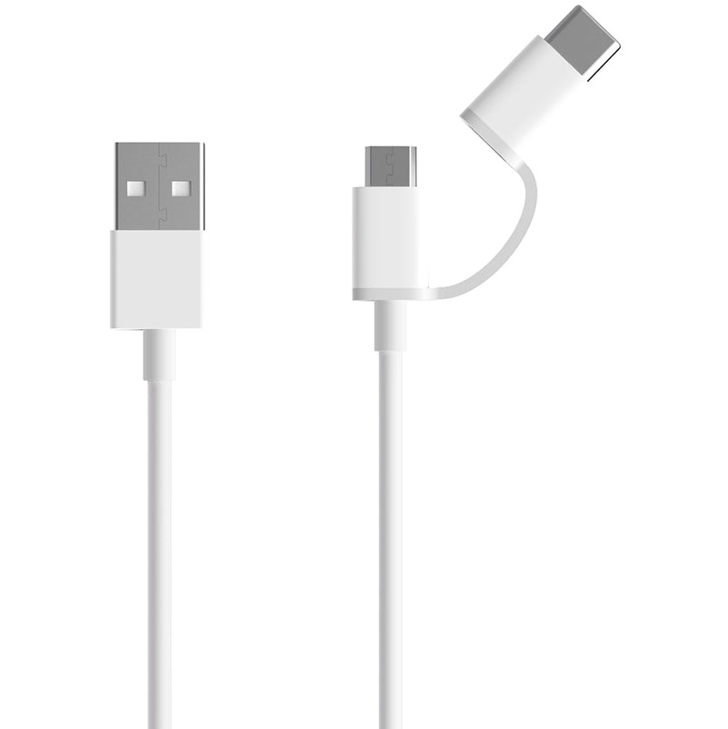 Cable de datos y carga USB-A - microUSB / USB-C Xiaomi Mi 2in1, 18W, 1m, Blanco SJV4082TY 