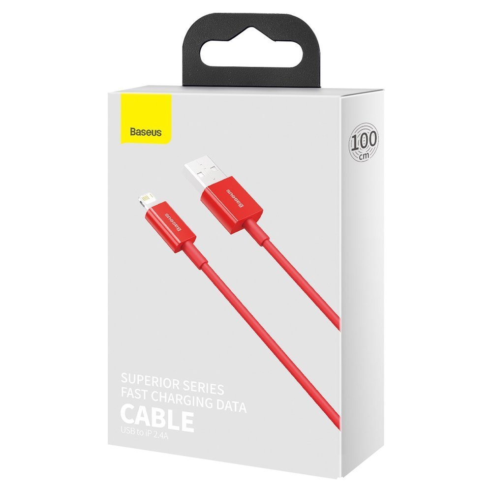 Cable de datos y carga USB-A - Lightning Baseus Superior Series, 20W, 1m, Rojo CALYS-A09 