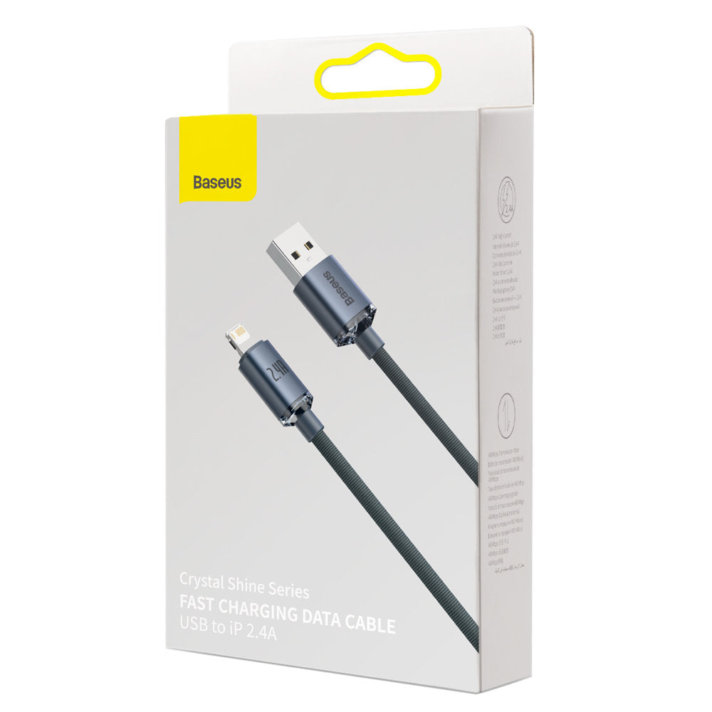 Baseus Crystal Shine Series Cable de carga y datos USB-A - Lightning, 18 W, 2 m, negro CAJYY00010101 