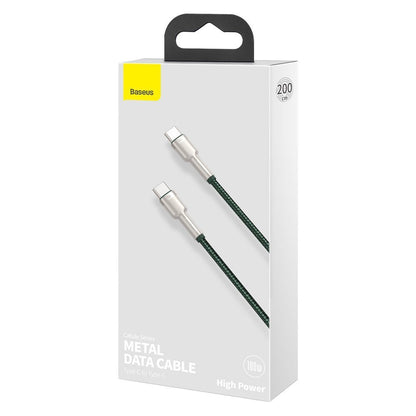 Cable de carga y datos USB-C - USB-C Baseus Cafule Metal Series, 100W, 2m, Verde CATJK-D06