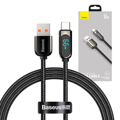 Cable de datos y carga USB-A - USB-C Baseus Display Fast Charging, 66W, 1m, Negro CASX020001 CASX020001 