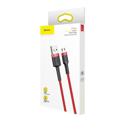 Cable de datos y carga USB-A - microUSB Baseus Cafule, 18W, 1m, Rojo CAMKLF-B09