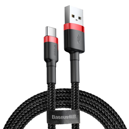 Cable de datos y carga USB-A a USB-C Baseus Cafule, 18W, 0,5m, Rojo CATKLF-D91 