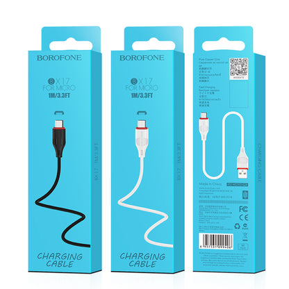 Cable de datos y carga USB-A - microUSB Borofone Enjoy BX17, 18W, 1m, Blanco 