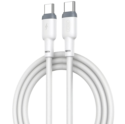 Cable de carga y datos USB-C - USB-C XO Design NB208B, 60W, 1m, Blanco 