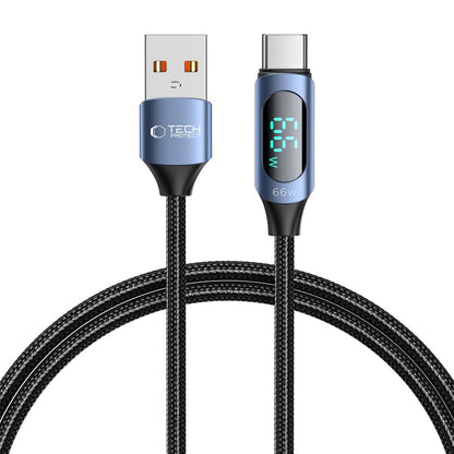 Cable de carga y datos USB-A - USB-C Tech-Protect Ultraboost LED, 66 W, 1 m, azul