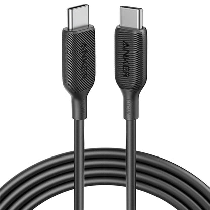 Cable de carga y datos USB-C - USB-C Anker 543, 100W, 1,8m, Negro A80E2G11 