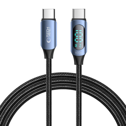 Cable de carga y datos USB-C - USB-C Tech-Protect Ultraboost LED, 100 W, 2 m, azul 