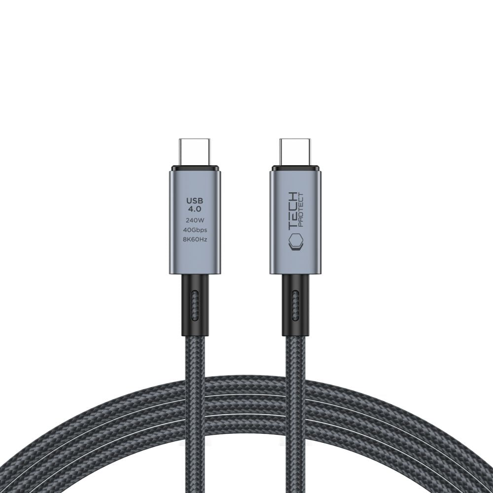 Cable de carga y datos USB-C - USB-C Tech-Protect Ultraboost Max, 240W, 2m, Gris 