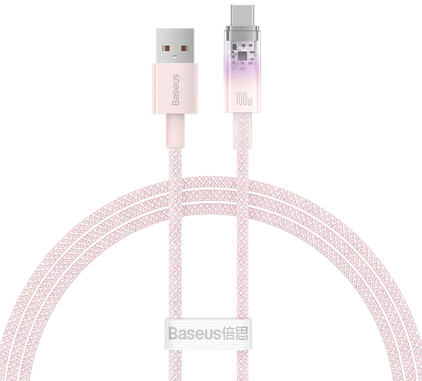 Cable de carga y datos USB-A a USB-C Baseus Explorer, 100 W, 1 m, rosa CATS010404 