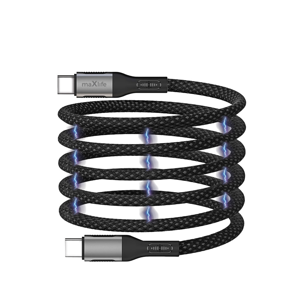 Cable de Datos y Carga USB-C - USB-C MaXlife MXUC-11 Magnético, 100W, 1m, Negro