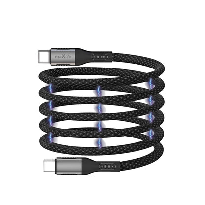 Cable de Datos y Carga USB-C - USB-C MaXlife MXUC-11 Magnético, 100W, 1m, Negro