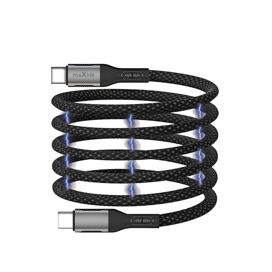 Cable de Datos y Carga USB-C - USB-C MaXlife MXUC-11 Magnético, 100W, 1m, Negro