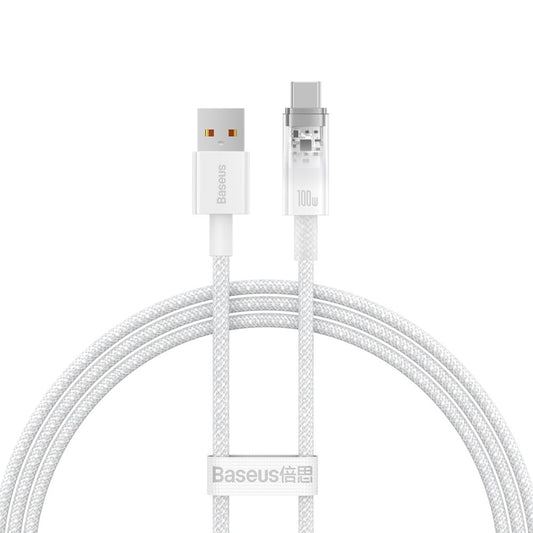 Cable de Datos y Carga USB-A a USB-C Baseus Explorer, 100W, 1m, Blanco CATS010402