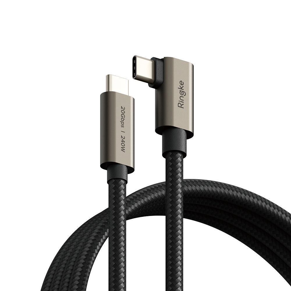 Cable de Datos y Carga USB-C - USB-C Ringke 2X2 Angled, 240W, 2m, Negro