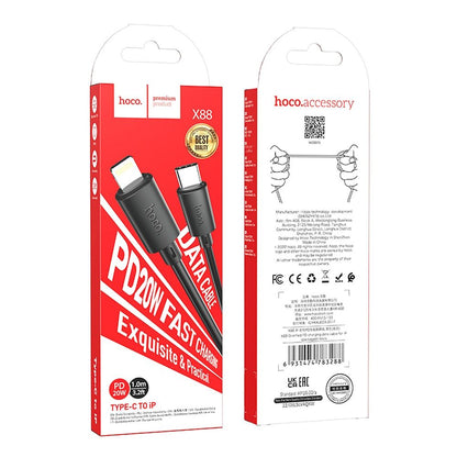 Cable de Datos y Carga USB-C - Lightning HOCO X88, 20W, 1m, Negro