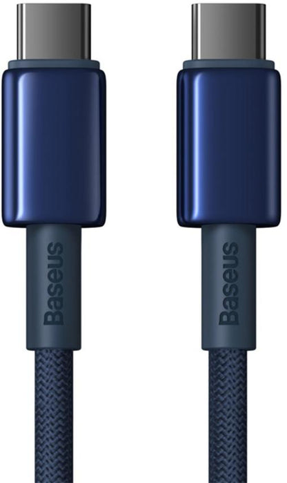 Cable de Datos y Carga USB-C - USB-C Baseus Tungsten Gold, 100W, 2m, Azul Marino P10319800321-04