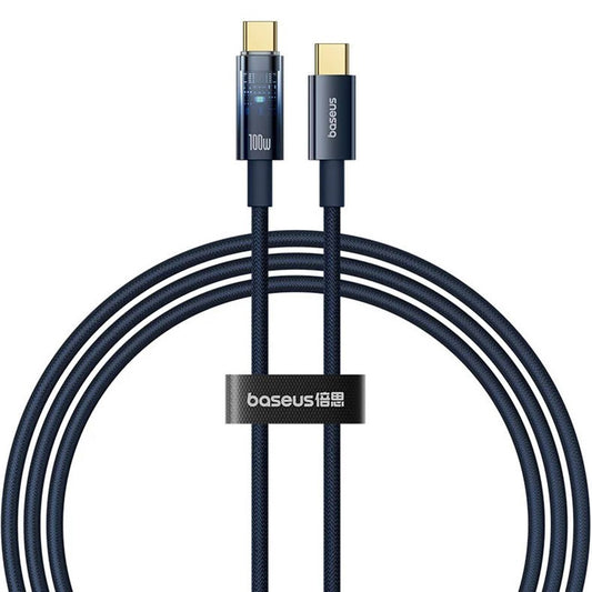 Cable de Datos y Carga USB-C - USB-C Baseus Explorer, 100W, 1m, Azul Marino P10319704321-00