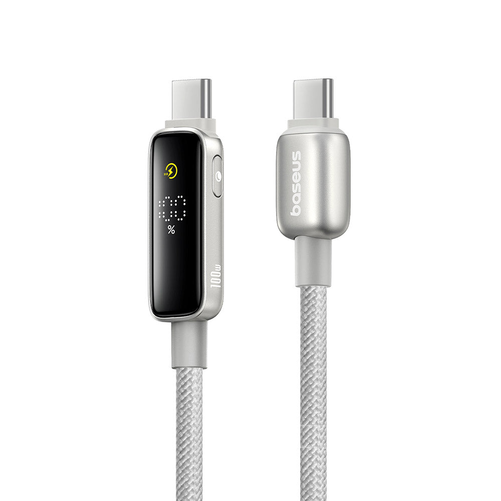 Cable de Datos y Carga USB-C - USB-C Baseus Vipow Display, 100W, 2m, Gris P10381802851-01