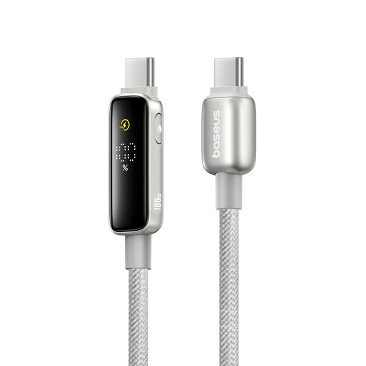 Cable de Datos y Carga USB-C - USB-C Baseus Vipow Display, 100W, 2m, Gris P10381802851-01