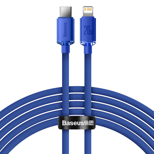 Cable de Datos y Carga USB-C - Lightning Baseus Crystal Shine Series, 20W, 1.2m, Azul CAJY000203