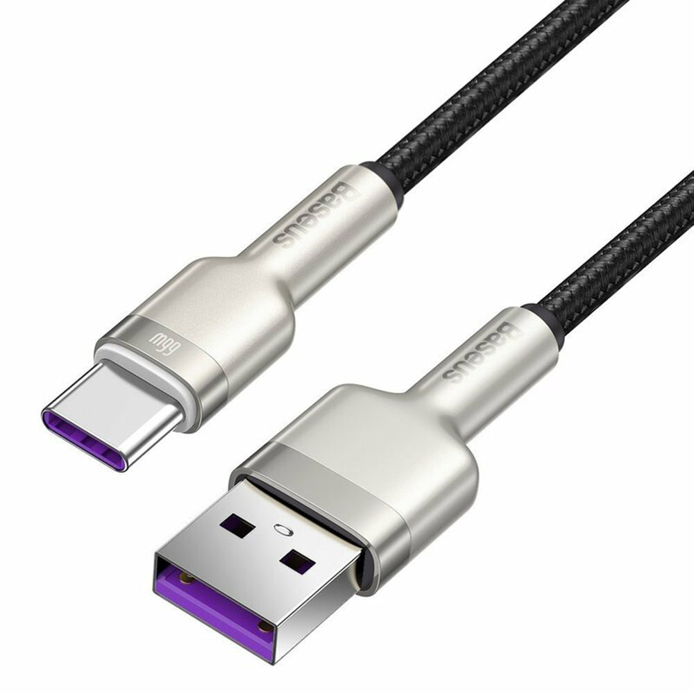 Cable de Datos y Carga USB-A - USB-C Baseus Cafule Metal Series, 66W, 0.25m, Negro CAKF000001
