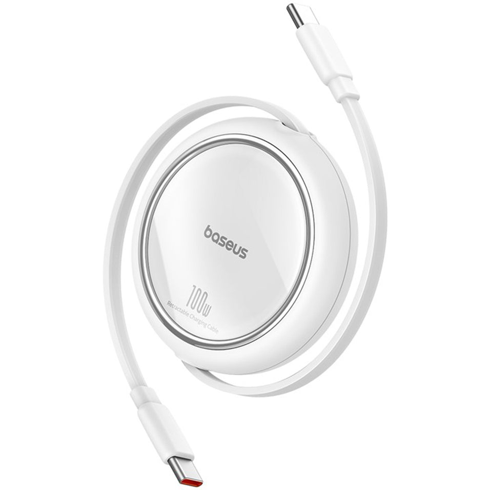 Cable de Datos y Carga USB-C - USB-C Baseus Free2Draw Mini Retractable, 100W, 1m, Blanco P10364500211-00