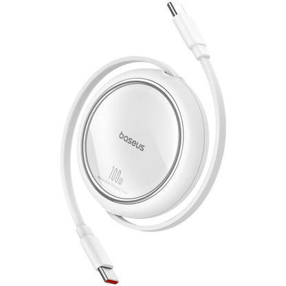 Cable de Datos y Carga USB-C - USB-C Baseus Free2Draw Mini Retractable, 100W, 1m, Blanco P10364500211-00
