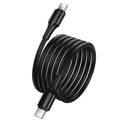 Cable de Datos y Carga USB-C - USB-C HOCO X120, 60W, 1m, Negro