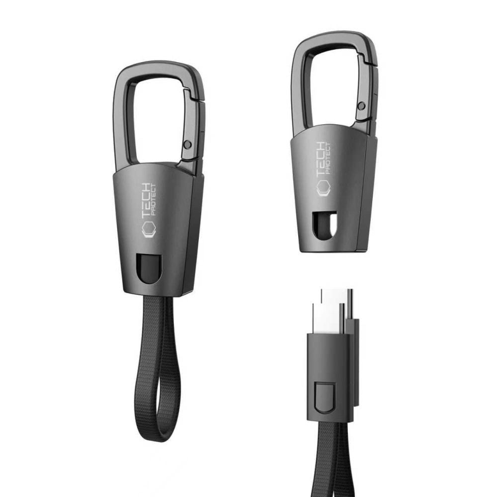 Cable de Datos y Carga USB-C - USB-C Tech-Protect Ultraboost DNA Llavero, 60W, 0.17m, Gris