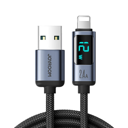 Cable de Datos y Carga USB-A - Lightning Joyroom S-A16 Prism Display, 12W, 1.2m, Negro