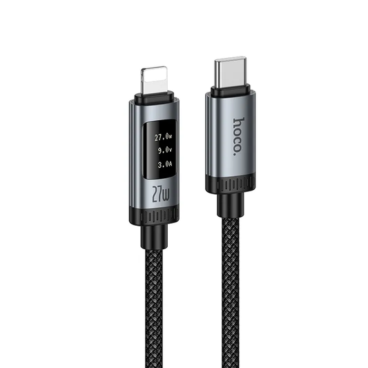 Cable de Datos y Carga USB-C - Lightning HOCO Display U148, 27W, 1.2m, Negro