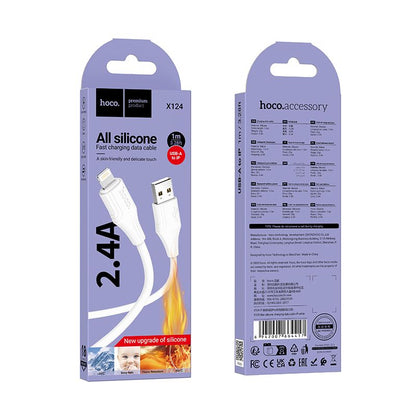 Cable de Datos y Carga USB-A - Lightning HOCO X124, 18W, 1m, Blanco
