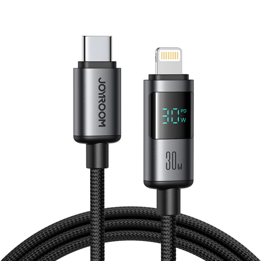 Cable de Datos y Carga USB-C - Lightning Joyroom S-A16 Pro Prism Display, 30W, 1.2m, Negro