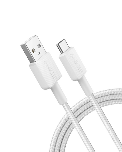 Cable de Datos y Carga USB-A - USB-C Anker 322, 18W, 1.8m, Blanco A81H6G21