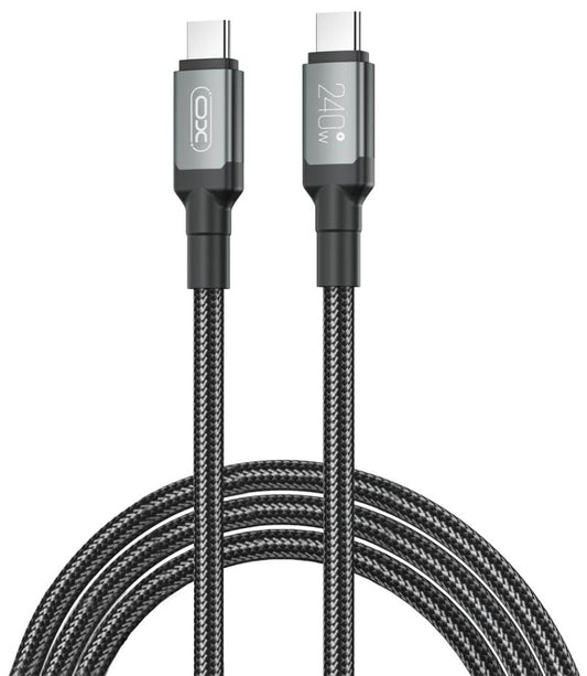 Cable de Datos y Carga USB-C - USB-C XO Design NB-Q264B, 240W, 2m, Negro
