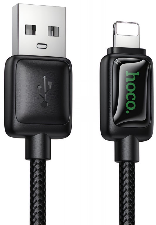 Cable de Datos y Carga USB-A - Lightning HOCO U146, 12W, 1.2m, Negro