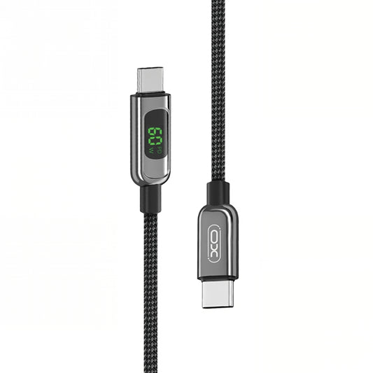 Cable de Datos y Carga USB-C - USB-C XO Design NB-Q203B Display, 60W, 1m, Negro