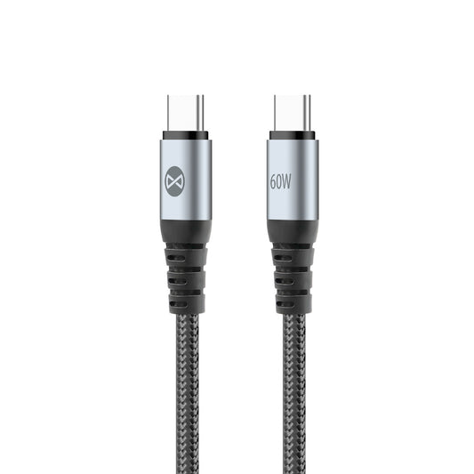 Cable de Datos y Carga USB-C - USB-C Forever Braix, 60W, 1m, Negro