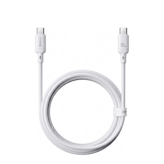 Cable de Datos y Carga USB-C - USB-C Baseus Silky, 100W, 2m, Blanco