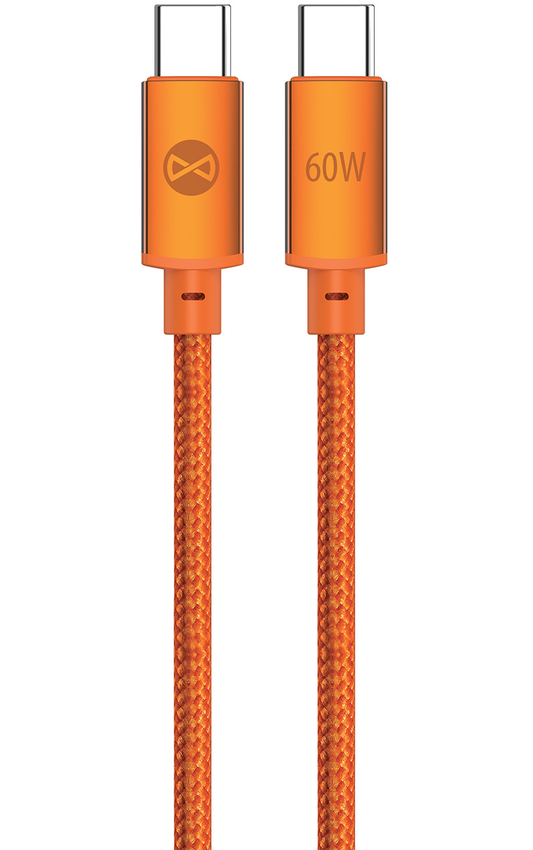 Cable de Datos y Carga USB-C - USB-C Forever Saffron, 60W, 1m, Naranja