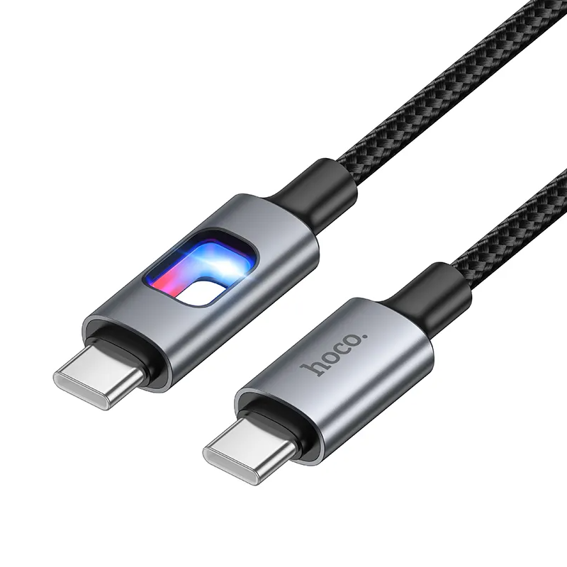 Cable de Datos y Carga USB-C - USB-C HOCO U144 Led, 60W, 1.2m, Negro