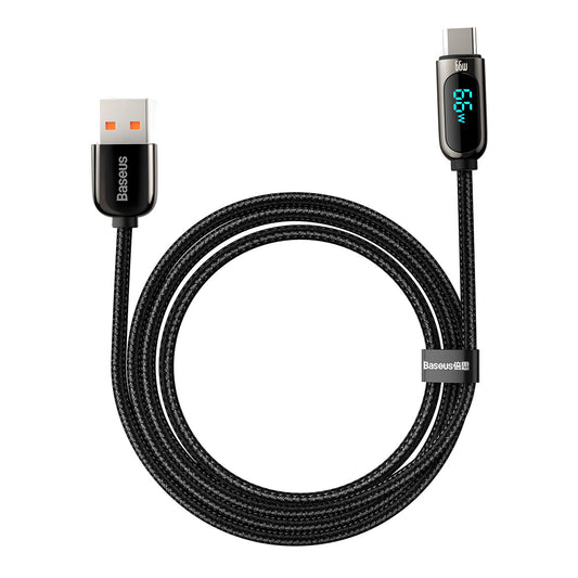 Cable de Datos y Carga USB-A a USB-C Baseus Display, 66W, 2m, Negro CASX020101