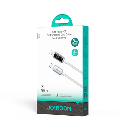 Cable de Datos y Carga USB-C - Lightning Joyroom S-A55 StarFlight Display, 30W, 1.2m, Blanco