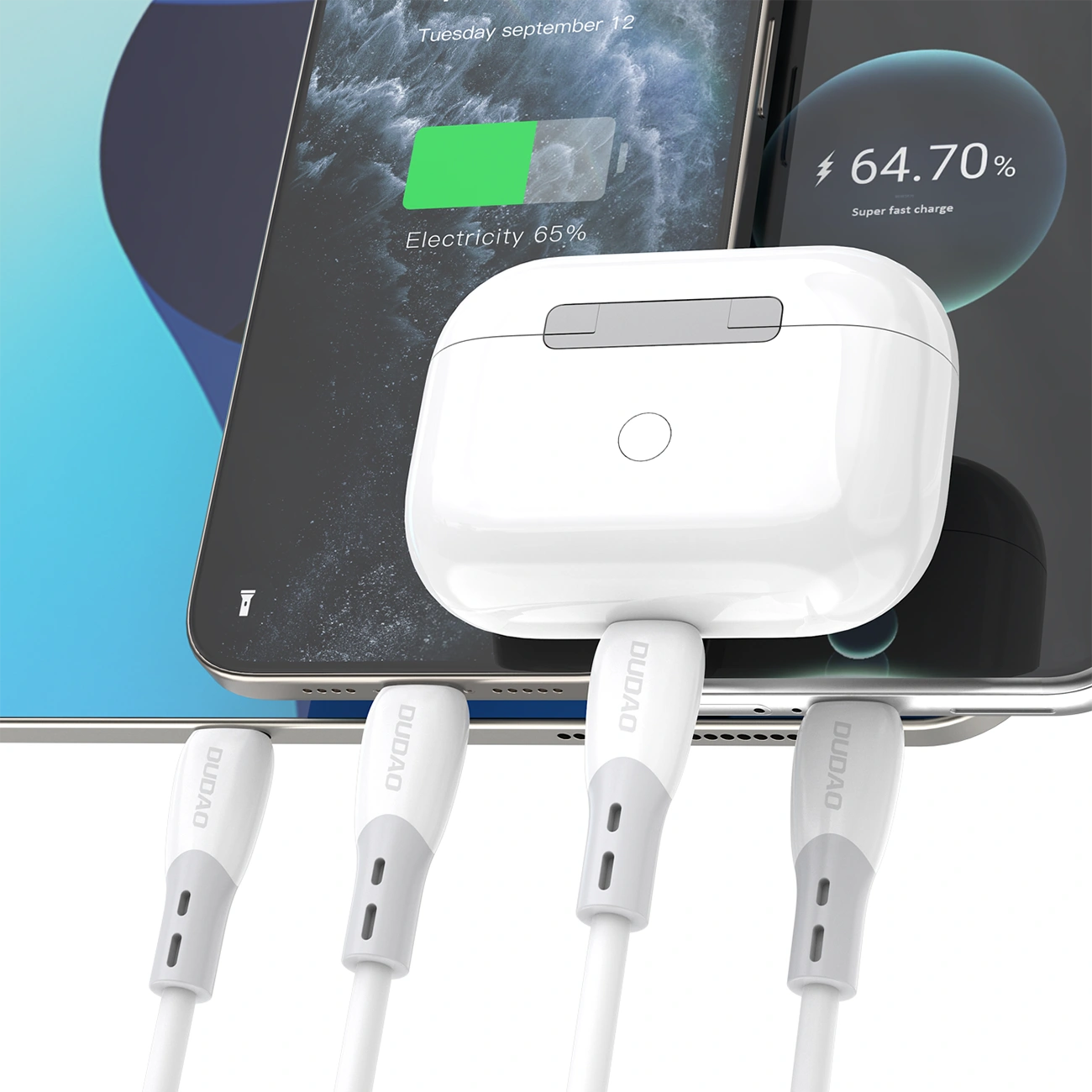 Cable de Datos y Carga USB-C - USB-C Dudao L25SC, 60W, 1m, Blanco