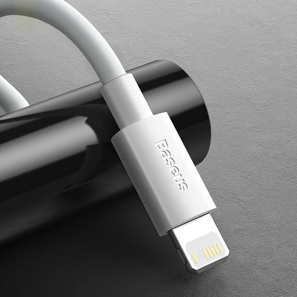 Baseus Simple Wisdom Cable de carga y datos USB-C - Lightning Simple Wisdom, 20W, 1,5m, Juego 2 piezas, Blanco. 