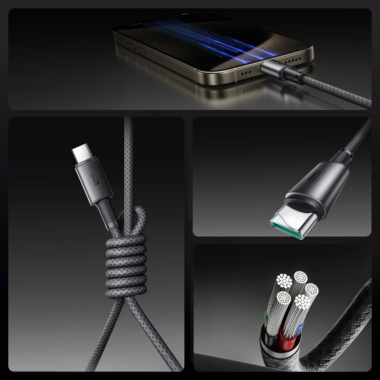 Cable de Datos y Carga USB-A - USB-C Joyroom S-A50, 60W, 1.2m, Gris