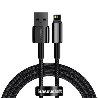 Cable de datos y carga USB-A - Lightning Baseus Tungsten Gold, 20W, 1m, Negro CALWJ-01 